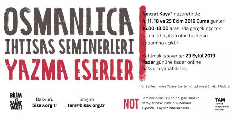 Osmanlıca Yazma Eserler İhtisas Seminerlerine davetlisiniz...