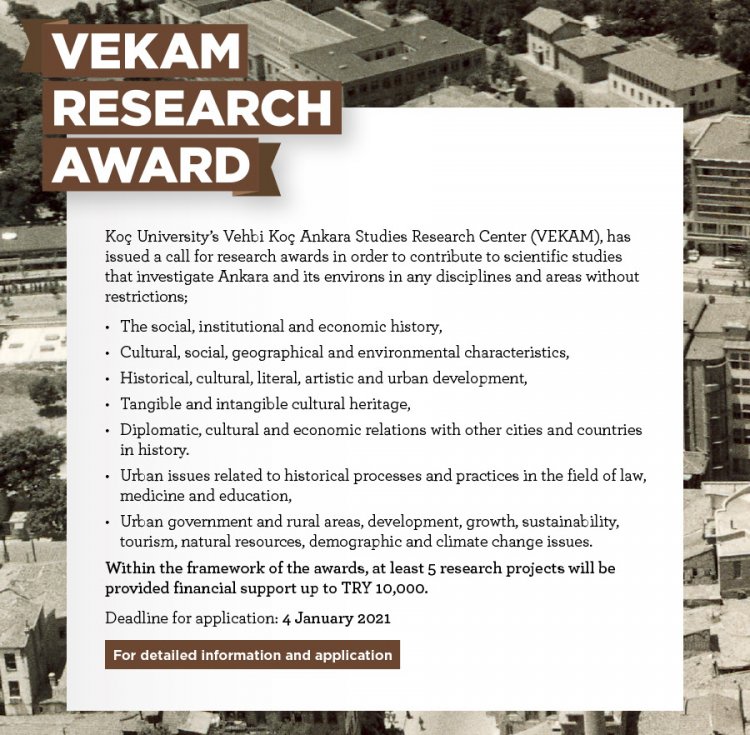 VEKAM 2021 Araştırma Ödülü Başvuru Çağrısı / Call for Research Award Application