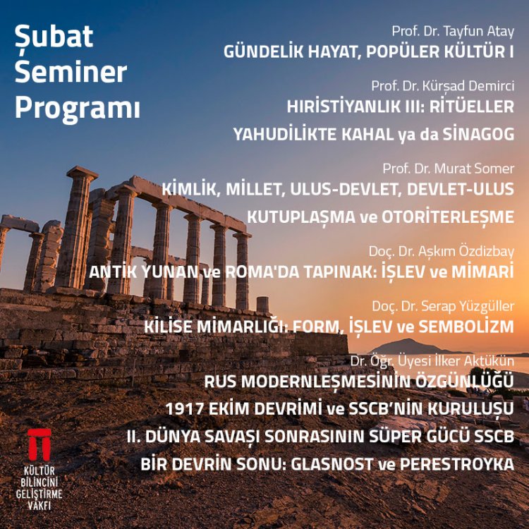 Tarih, Arkeoloji ve Sanat Seminerleri Şubat Programı