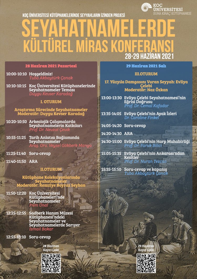 Koç Üniversitesi Suna Kıraç Kütüphanesi Seyahatnamelerde Kültürel Miras Konferansı, 28-29 Haziran 2021 (çevrimiçi)
