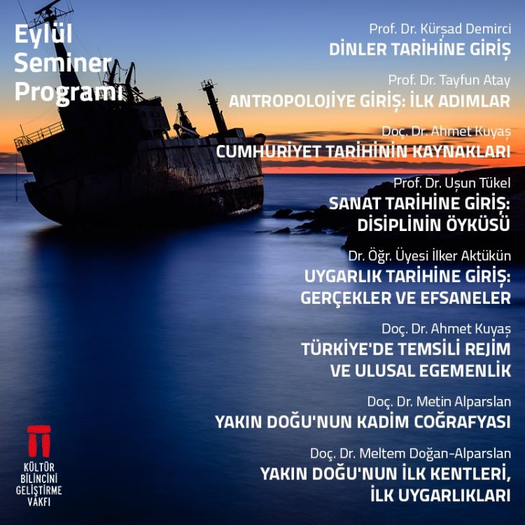 Tarih, Arkeoloji ve Sanat Seminerleri Eylül Programı