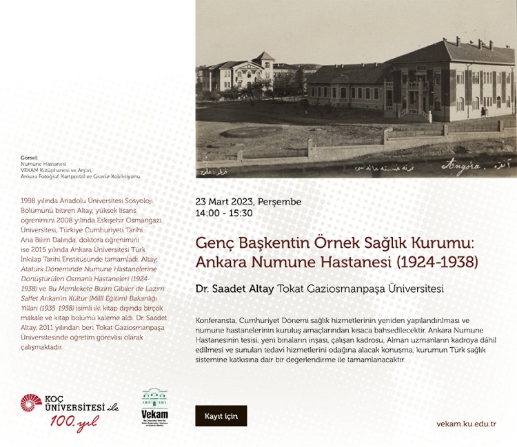 VEKAM Konferans // Dr. Saadet Altay, Genç Başkentin Örnek Sağlık Kurumu: Ankara Numune Hastanesi (1924-1938)