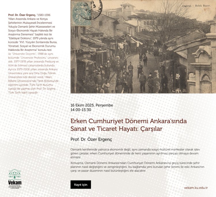 VEKAM Konferans| Prof. Dr. Özer Ergenç- Erken Cumhuriyet Dönemi Ankara'sında Sanat ve Ticaret Hayatı: Çarşılar
