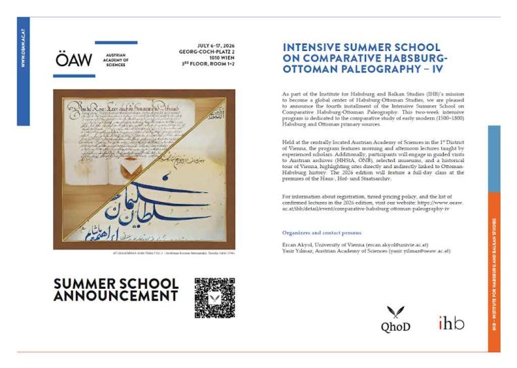 Habsburg-Osmanlı Karşılaştırmalı Paleografya Yaz Okulu - IV (Viyana, 6-17 Temmuz 2026)